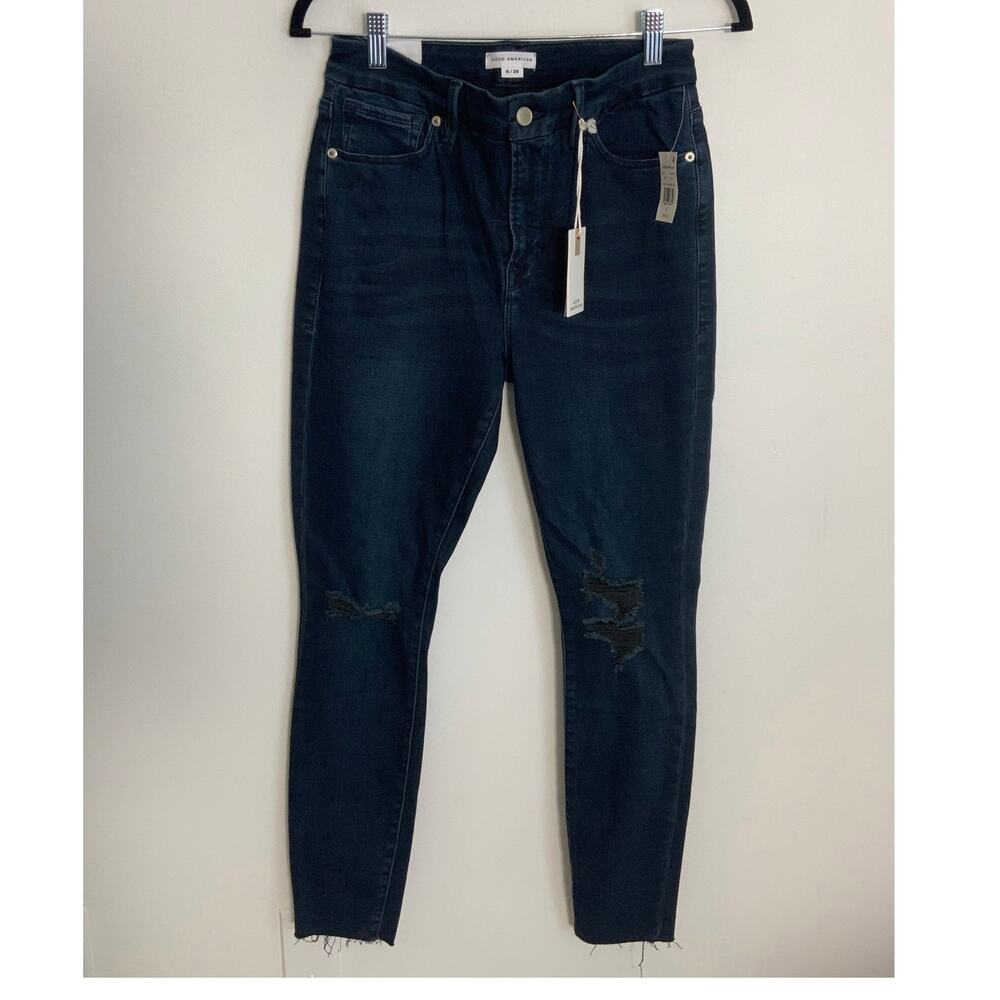 Good American Skinny distressed "Good Legs"‎ Raw Hem Jeans NWT